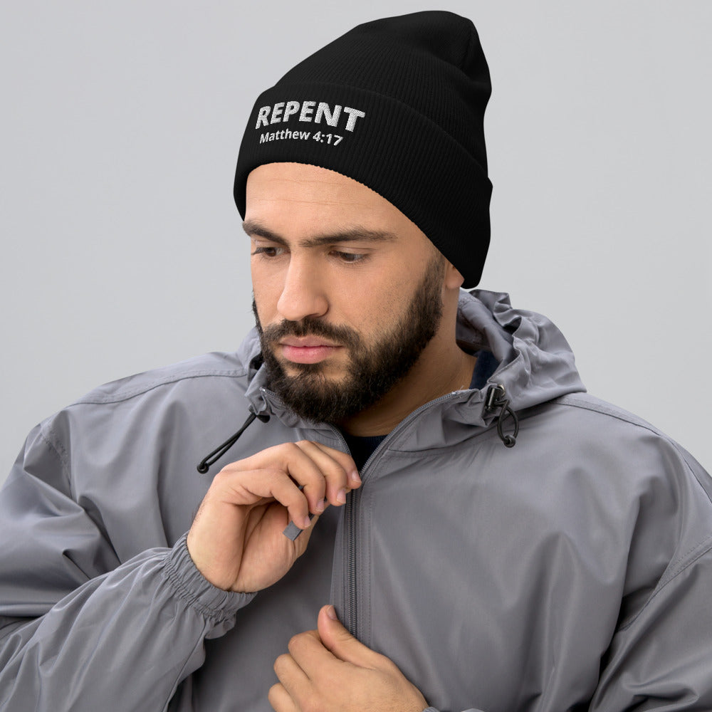 Repent Matthew 4:17 Cuffed Beanie - Have You Read The Red