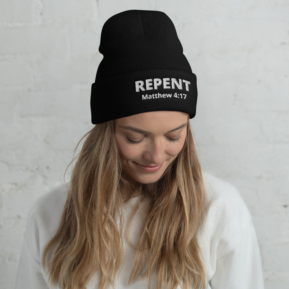 Repent Matthew 4:17 Cuffed Beanie - Have You Read The Red