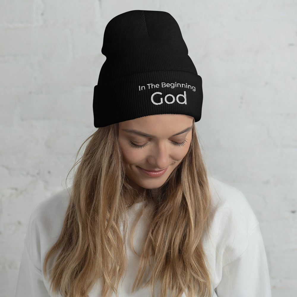 In The Beginning God Cuffed Beanie - Have You Read The Red