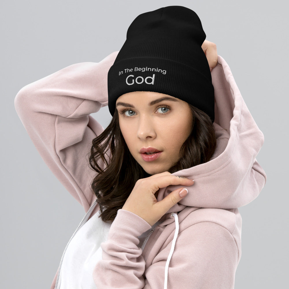 In The Beginning God Cuffed Beanie - Have You Read The Red