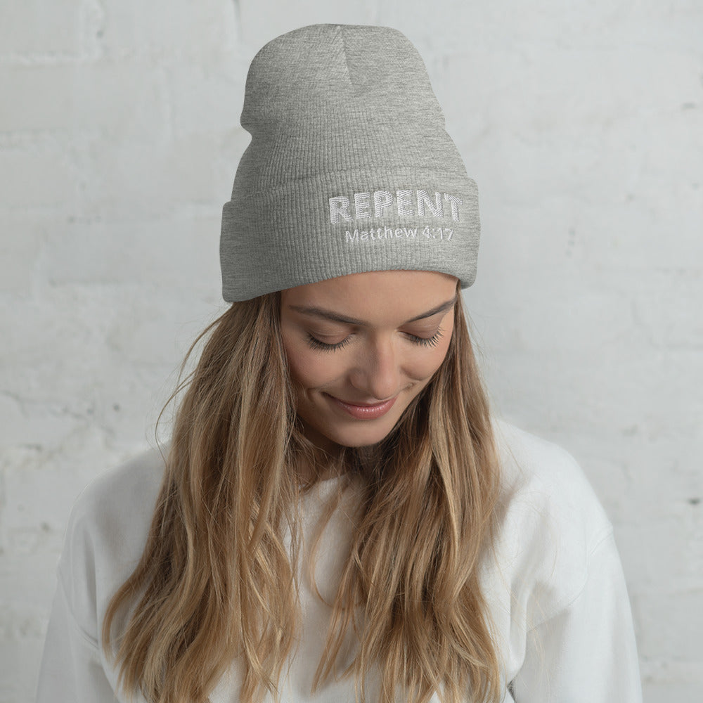 Repent Matthew 4:17 Cuffed Beanie - Have You Read The Red