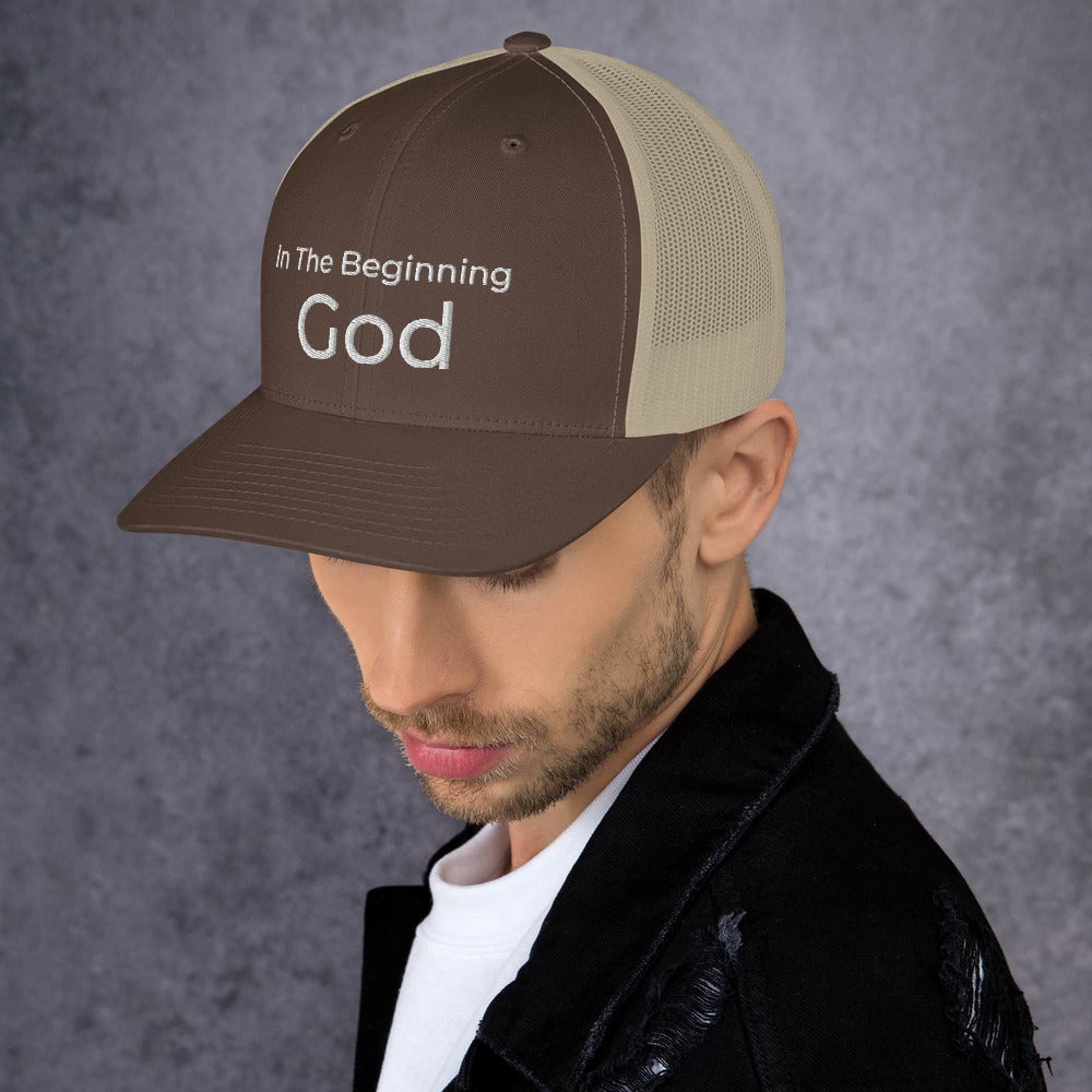 In The Beginning God Trucker Cap - Have You Read The Red
