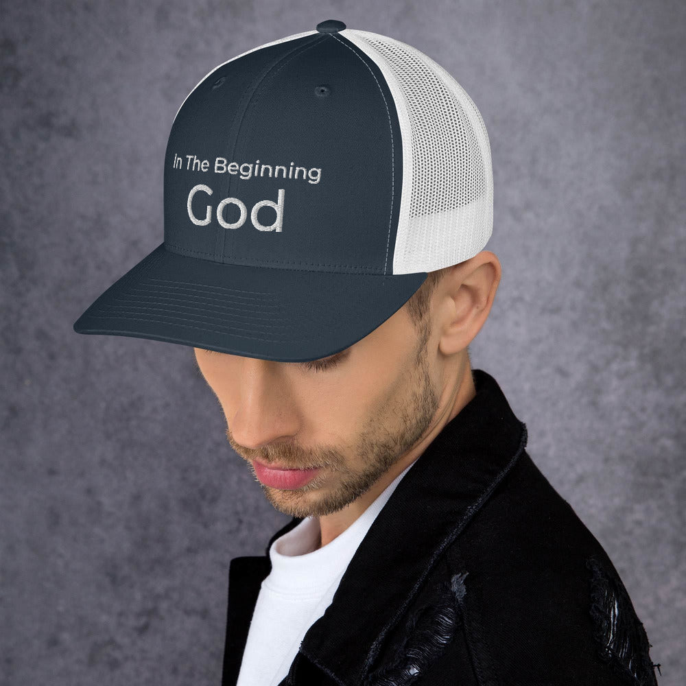 In The Beginning God Trucker Cap - Have You Read The Red