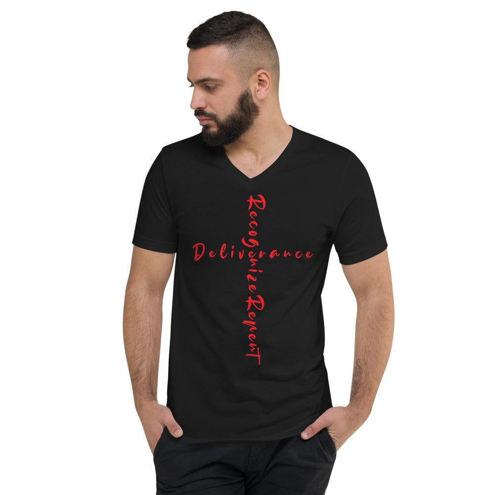 Deliverance_Recognize Repent V-Neck T-Shirt - Have You Read The Red