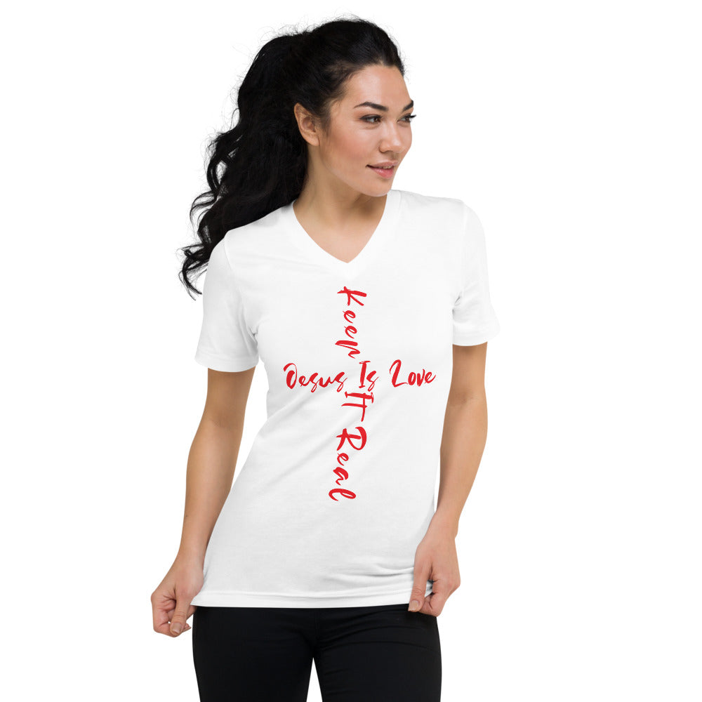 Jesus Is Love Keep It Real V-Neck T-Shirt - Have You Read The Red